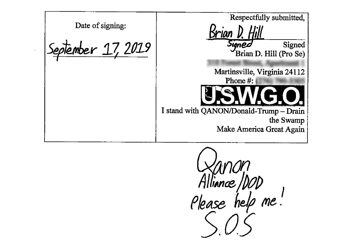 Brian D. Hill of USWGO asks QANON for help again justice for uswgo laurie azgard