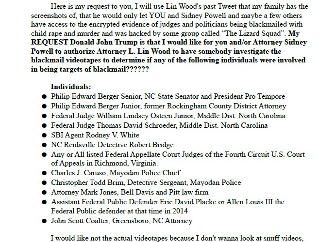 7th letter president donald john trump lin wood asking for lizard squad blackmail videotapes3