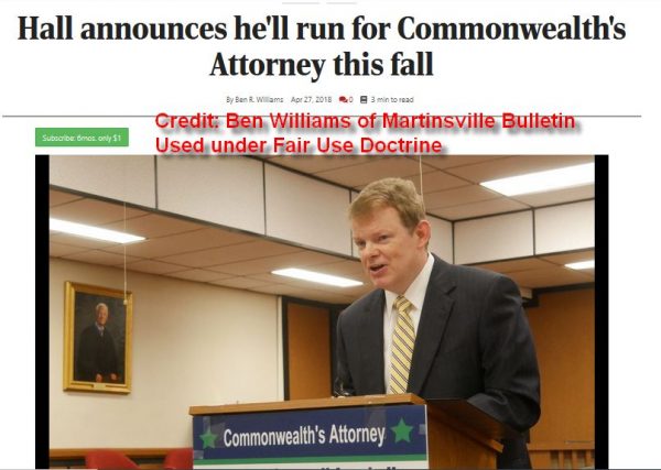 Corrupt Virginia State Bar refuses to investigate Glen Andrew Hall for his CRIMES, Commonwealth Attorney of Martinsville can break any law they want without any consequences!!!!!!